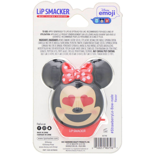 Lip Smacker, Disney Emoji Lip Balm, Minnie, #StrawberryLe-Bow-nade, 0.26 oz (7.4 g) - The Supplement Shop