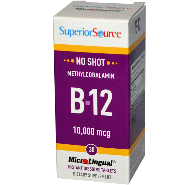 Superior Source, Methylcobalamin B-12, 10,000 mcg, 30 MicroLingual Instant Dissolve Tablets - The Supplement Shop