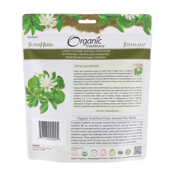 Organic Traditions, Stevia Leaf Powder, 3.5 oz (100 g) - The Supplement Shop