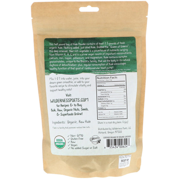 Wilderness Poets, Kale Powder, 8 oz (226.8 g) - The Supplement Shop