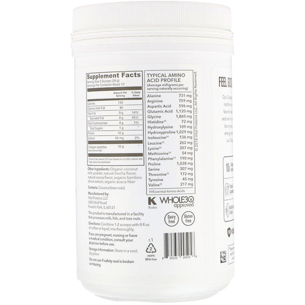 Vital Proteins, Collagen Creamer, Mocha, 11.2 oz (317 g) - The Supplement Shop