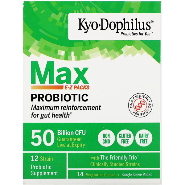 Kyolic, Kyo-Dophilus, Max Probiotic E-Z Packs, 50 Billion CFU, 14 Vegetarian Capsules - The Supplement Shop