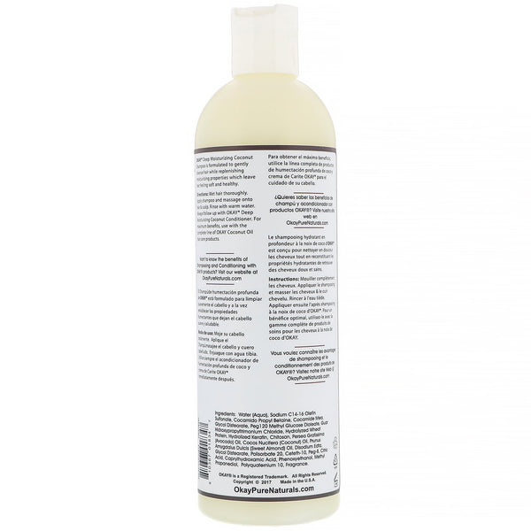 Okay Pure Naturals, Deep Moisturizing Shampoo, Coconut, 12 fl oz (355 ml) - The Supplement Shop