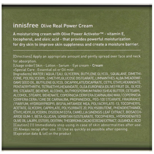 Innisfree, Olive Real Power Cream, 1.69 fl oz (50 ml) - The Supplement Shop