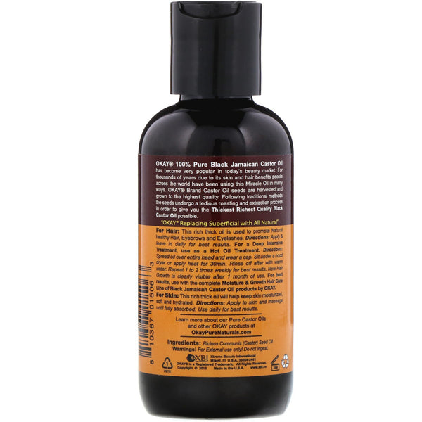 Okay Pure Naturals, 100% Pure Black Jamaican Castor Oil, 4 oz (118 ml) - The Supplement Shop