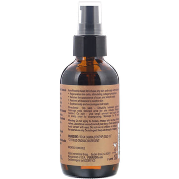 Pura D'or, Organic Rosehip Oil, 4 fl oz (118 ml)