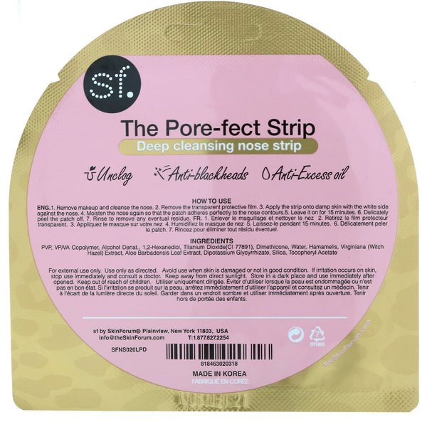 SFGlow, The Pore-fect Strip, Deep Cleansing Nose Strip, 1 Nose Strip, 0.6 g (0.02 oz) - The Supplement Shop