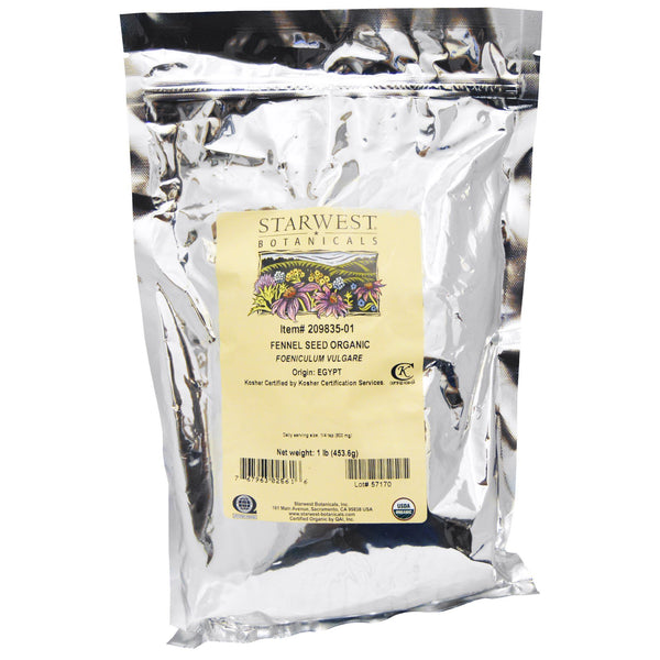 Starwest Botanicals, Organic, Fennel Seed , 1 lb (453.6 g) - The Supplement Shop