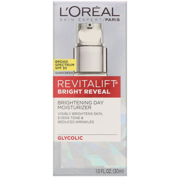 L'Oreal, Revitalift Bright Reveal, Brightening Day Moisturizer, SPF 30, 1 fl oz (30 ml) - The Supplement Shop