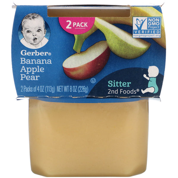 Gerber, Banana, Apple, Pear, 2 Packs, 4 oz (113 g) Each - The Supplement Shop