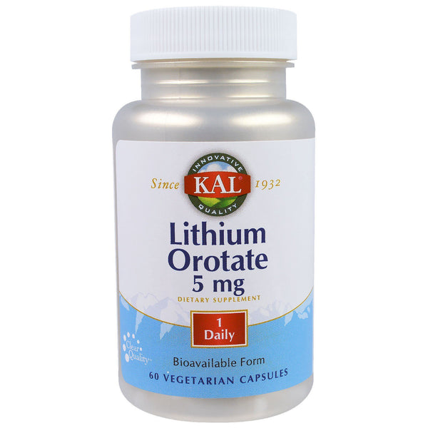 KAL, Lithium Orotate, 5 mg, 60 VegCaps - The Supplement Shop