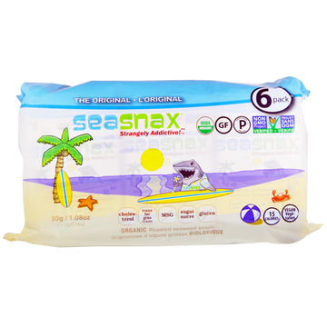 SeaSnax, Organic Roasted Seaweed Snack, 6 Pack 0.18 oz (5 g) Each