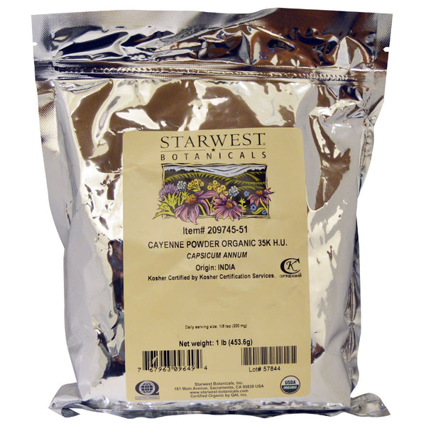 Starwest Botanicals, Organic Cayenne Powder 35K H.U., 1 lb (453.6 g) - The Supplement Shop