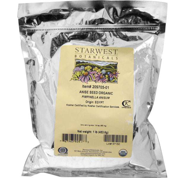 Starwest Botanicals, Anise Seed Whole, Organic, 1 lb (453.6 g) - The Supplement Shop