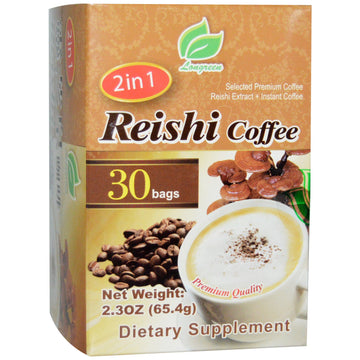 Longreen, 2 in 1 Reishi Coffee, Reishi Mushroom & Coffee, 30 Bags, 2.3 oz (65.4 g) Each