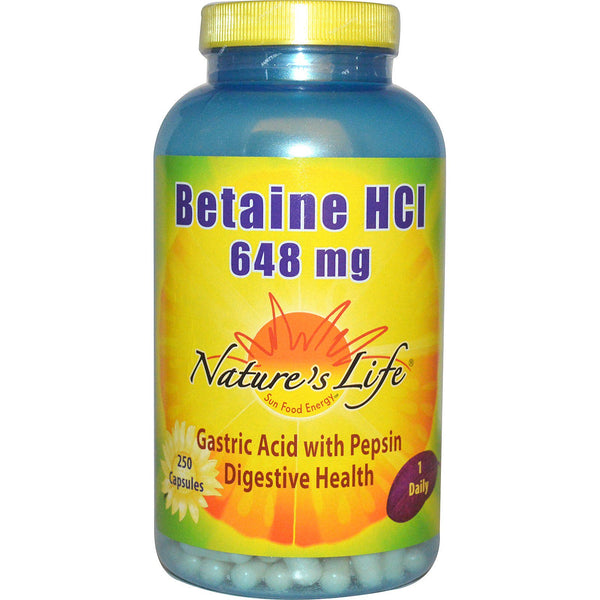 Nature's Life, Betaine HCL, 648 mg, 250 Capsules - The Supplement Shop