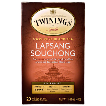 Twinings, 100% Pure Black Tea, Lapsan Souchong, 20 Tea Bags, 1.41 oz (40 g) Each