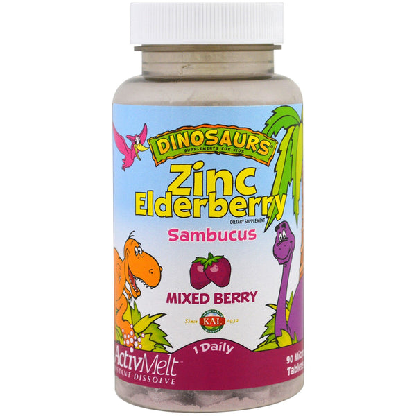 KAL, Zinc Elderberry ActivMelt, Mixed Berry, 90 Micro Tablets - The Supplement Shop