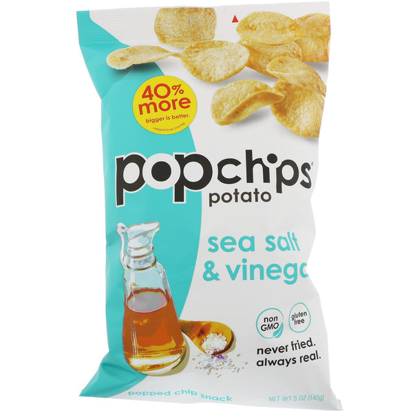 Popchips, Potato Chips, Sea Salt & Vinegar, 5 oz (142 g) - The Supplement Shop