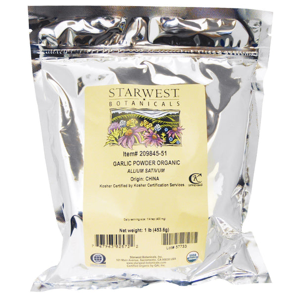 Starwest Botanicals, Organic Garlic Powder, 1 lb ( 453.6 g) - The Supplement Shop