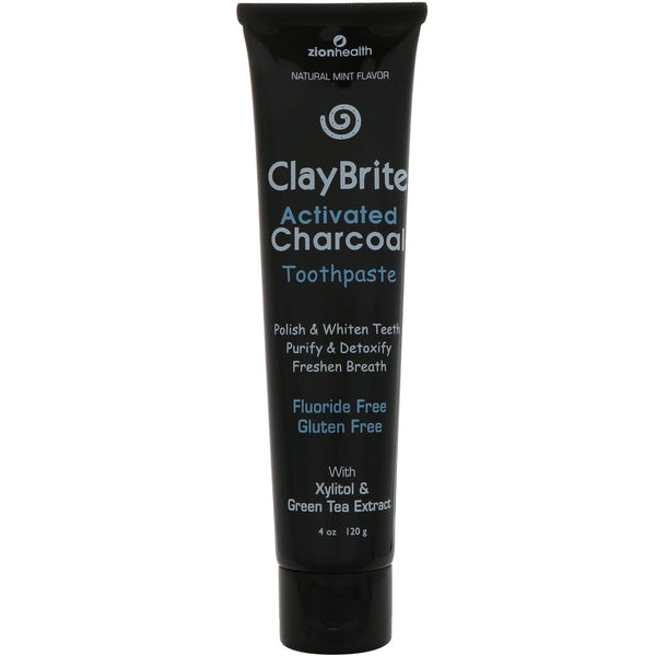 Zion Health, ClayBrite, Activated Charcoal Toothpaste, Natural Mint Flavor, 4 oz (120 g) - The Supplement Shop