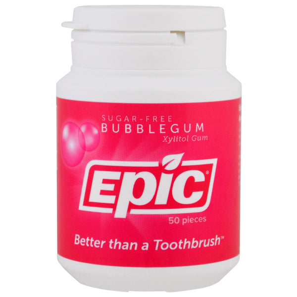 Epic Dental, Xylitol Gum, Sugar-Free, Bubblegum, 50 Pieces - The Supplement Shop
