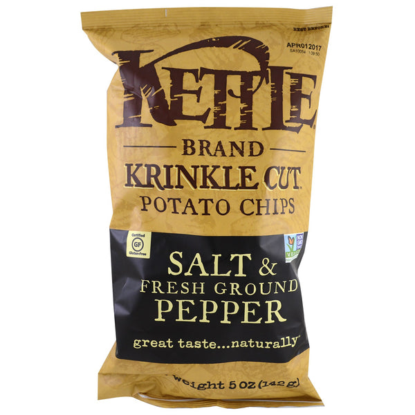Kettle Foods, Potato Chips, Salt & Fresh Ground Pepper, 5 oz (142 g) - The Supplement Shop