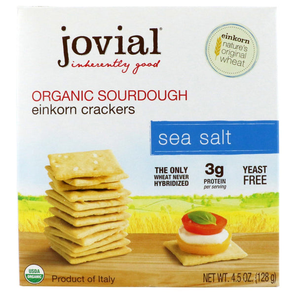 Jovial, Organic Sourdough Einkorn Crackers, Sea Salt, 4.5 oz (128 g) - The Supplement Shop