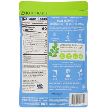Kuli Kuli, Organic Moringa Green Smoothie With Plant Protein, Vanilla, 7.9 oz (224 g)