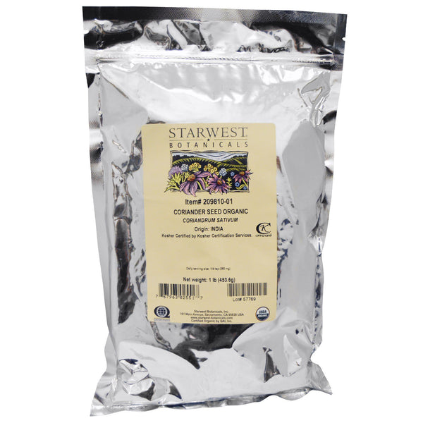 Starwest Botanicals, Organic Coriander Seed, 1 lb (453.6 g) - The Supplement Shop