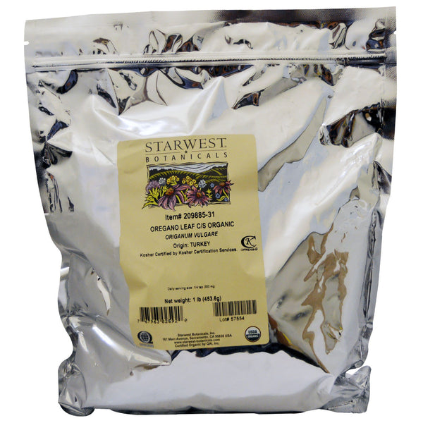 Starwest Botanicals, Organic Oregano Leaf C/S, 1 lb (453.6 g) - The Supplement Shop