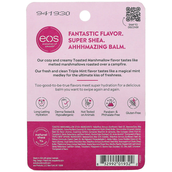 EOS, Super Soft Shea Lip Balm, Toasted Marshmallow & Triple Mint, 2 Pack, 0.39 oz (11 g) - The Supplement Shop