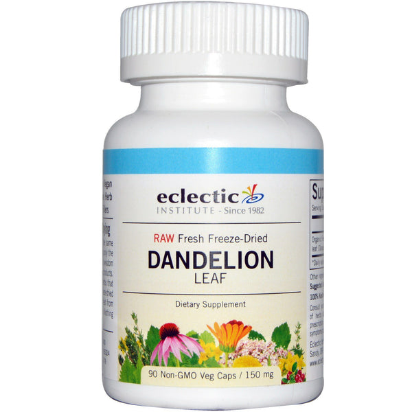 Eclectic Institute, Raw Fresh Freeze-Dried, Dandelion Leaf, 150 mg, 90 Non-GMO Veg Caps - The Supplement Shop