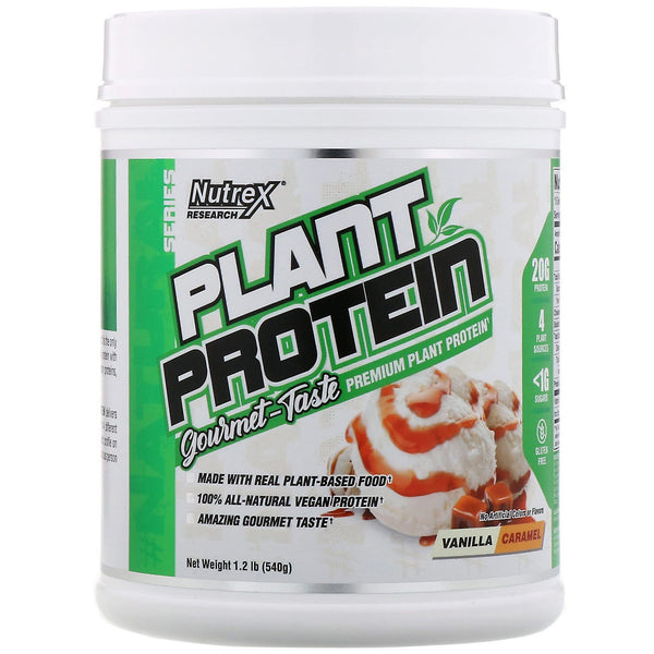 Nutrex Research, Natural Series, Plant Protein, Vanilla Caramel, 1.2 lb (540 g) - The Supplement Shop