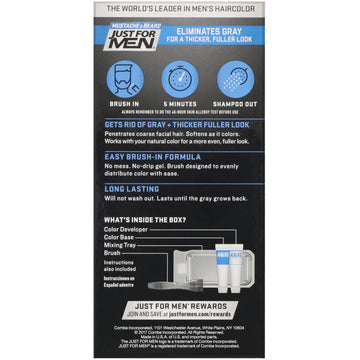 Just for Men, Mustache & Beard, Easy Brush-In Color, M-55 Real Black, 1 Multiple Application Kit