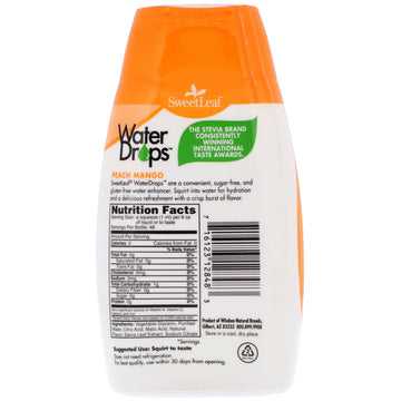 Wisdom Natural, SweetLeaf, Water Drops, Delicious Stevia Water Enhancer, Peach Mango, 1.62 fl oz (48 ml)