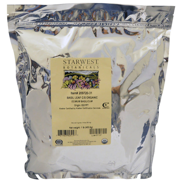 Starwest Botanicals, Organic, Basil Leaf C/S , 1 lb (453.6 g) - The Supplement Shop