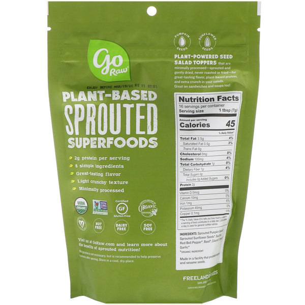 Go Raw, Organic, Sprouted Seed Salad Toppers, Italian Herb, 4 oz (113 g) - The Supplement Shop
