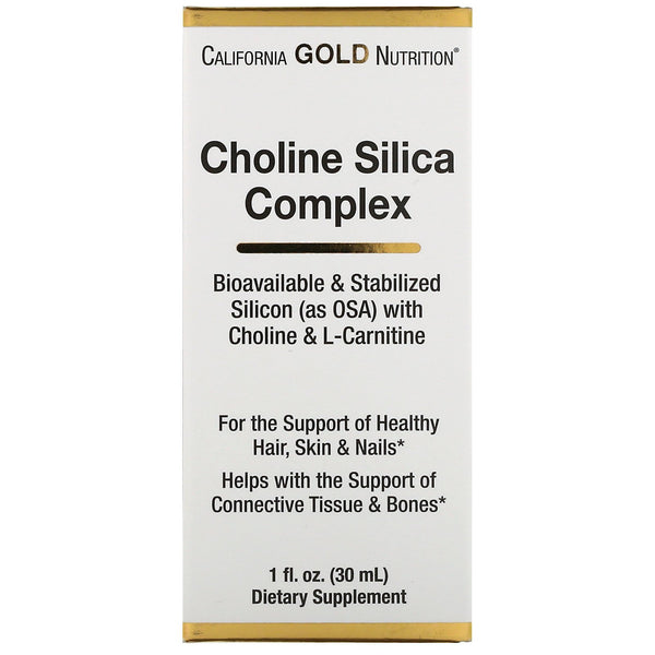 California Gold Nutrition, Choline Silica Complex, Bioavailable & Stabilized Silicon (as OSA) Collagen Support, 1 fl oz (30 ml) - The Supplement Shop