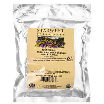 Starwest Botanicals, Spirulina Powder, Organic, 1 lb (453.6 g)