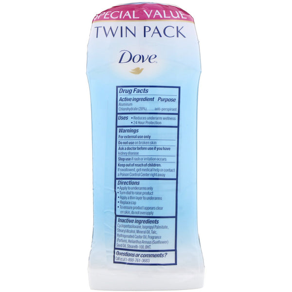 Dove, Invisible Solid Deodorant, Powder, 2 Pack, 2.6 oz (74 g) Each - The Supplement Shop