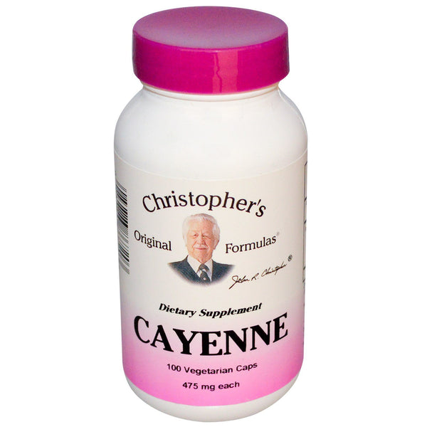 Christopher's Original Formulas, Cayenne, 475 mg, 100 Vegetarian Caps - The Supplement Shop