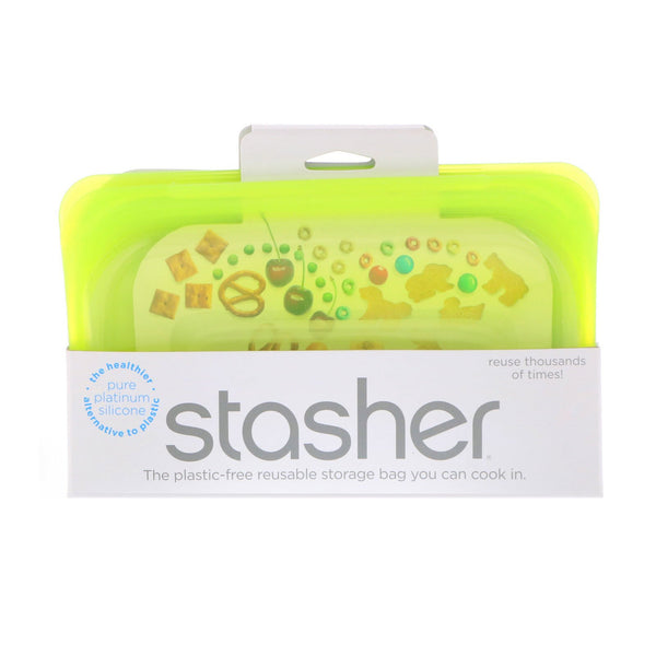 Stasher, Reusable Silicone Food Bag, Snack Size Small, Lime, 9.9 fl oz (293.5 ml) - The Supplement Shop