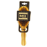 Bass Brushes, Large Oval, Hair Brush, Cushion Wood Bristles with Stripped Bamboo Handle, 1 Hair Brush - The Supplement Shop