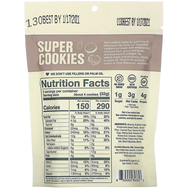 SuperFat, Keto Cookie Bites, Snickerdoodle, 2.25 oz (64 g) - The Supplement Shop