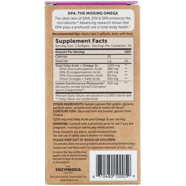 Enzymedica, Aqua Biome, Fish Oil + Digestive Relief, Lemon Flavor, 1,200 mg, 60 Softgels - The Supplement Shop