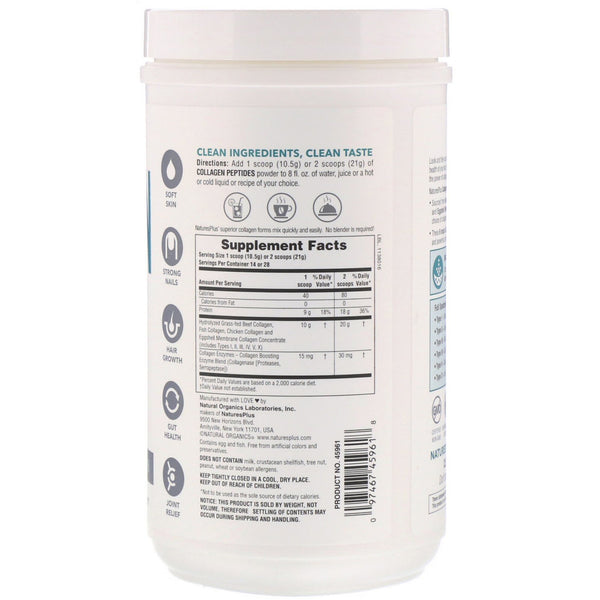 Nature's Plus, Collagen Peptides, 0.65 lb (294 g) - The Supplement Shop