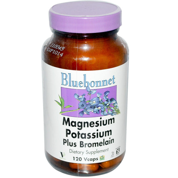 Bluebonnet Nutrition, Magnesium Potassium Plus Bromelain, 120 Vcaps - The Supplement Shop