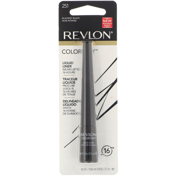 Revlon, Colorstay, Liquid Liner, Blackest Black 251, 0.08 oz (2.5 ml) - The Supplement Shop