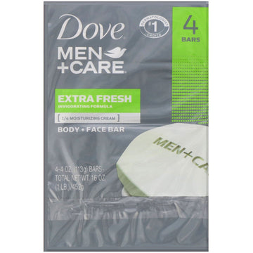 Dove, Men+Care, Body + Face Bar, Extra Fresh, 4 Bars, 4 oz (113 g) Each